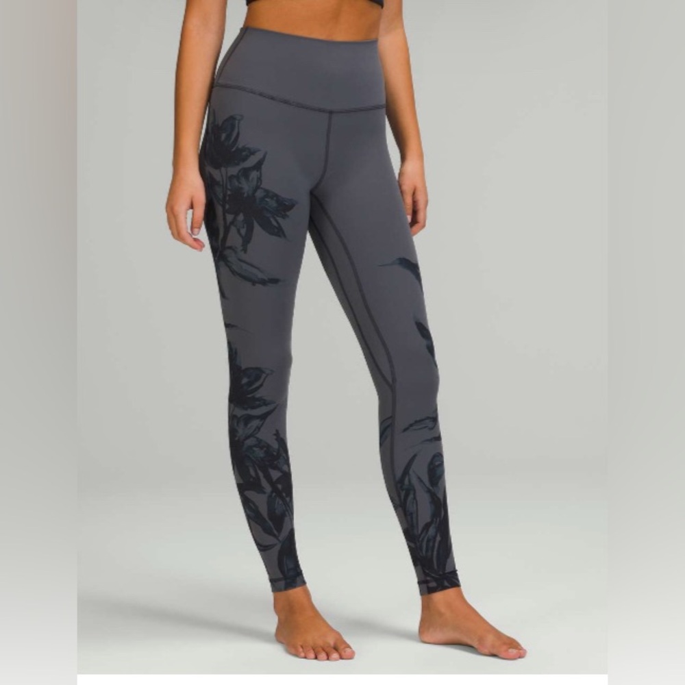 Lululemon Align High Rise Gray Floral  Leggings